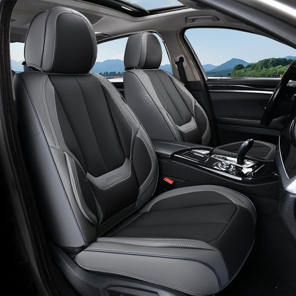 Coverado Seat Covers Full Set, Black Seat Covers for Cars 5 Seats, Car Seat Protector, Waterproof Nappa Leather Car Seat Cushion, Front and Rear Car Seat Cover Fit for Most Sedans SUV Pick-up Truck - Colors A