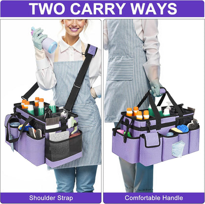 Cleaning Caddy,Cleaning Bag for Housekeepers,Cleaning Supplies Organizer with Handle,Black