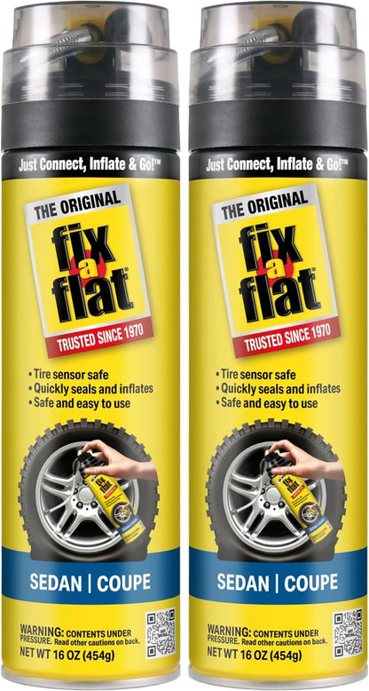 Fix-A-Flat S60420 Aerosol Emergency Flat Tire Repair and Inflator, for Standard Tires, Eco-Friendly Formula, Universal Fit for All Cars, 16 oz. (Pack of 1)