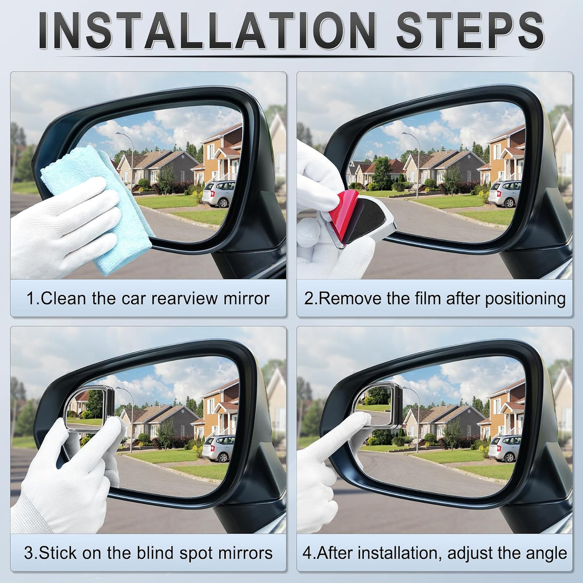 LivTee 2PCS Round Blind Spot Mirror, HD Glass and ABS Housing Convex Wide Angle Rearview Mirror with Adjustable Stick for Universal Car, Black