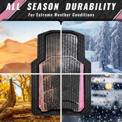 CAR PASS Heavy Duty Rubber Car Floor Mats, Deep Waterproof Car Floor Mats All Weather, Aluminum Film Floor Mats for Cars Non-Slip Universal Trim to Fit for SUVs Trucks Sedans Vans, Black Grey Metallic