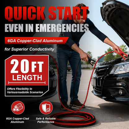 Jumper Cables for Car,8 Gauge 12 Feet Heavy Duty Booster Cable,Quick Connect Automotive Wires with Alligator Clamps,Carrying Bag for Cars Trucks