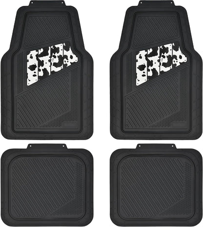 CAR PASS Heavy Duty Rubber Floor Mats 4-Piece,Pink Car Mats Full Sets Anti-Slip,Waterproof Universal Trim-to-Fit for Car SUV Truck, Durable All Weather Automotive Car Mats for Women,Girly(All Pink)