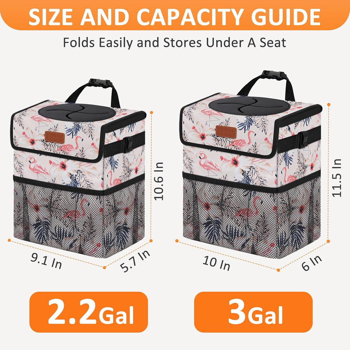 Vankor Car Trash Can Bin with Lid Hanging for Back Seat, Car Accessories for Women Men Leak Proof Automotive Garbage Cans Leakproof Vehicle Trash Can for Truck SUV Black