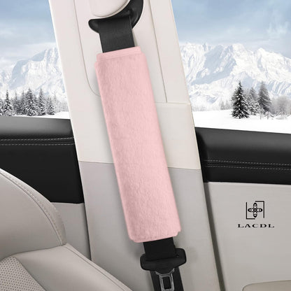 LACDL Extra Long Seatbelt Cover Super Soft Furry for Adults Kids Women & Men, Thick Plush Full Car Seat Belt Strap Cushion, Fluffy Shoulder Pad Protector, Auto Interior Accessories, 1pc, Black, 15.5in