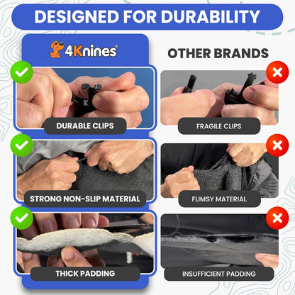 4Knines Split Cargo Liner for SUV – For Dogs & Pets, Heavy-Duty, Waterproof Trunk Mat & Cargo Cover – Fits 60/40 Split Bench & Armrest Pass-Through – Machine Washable, Non-Slip, Durable (Large, Black)