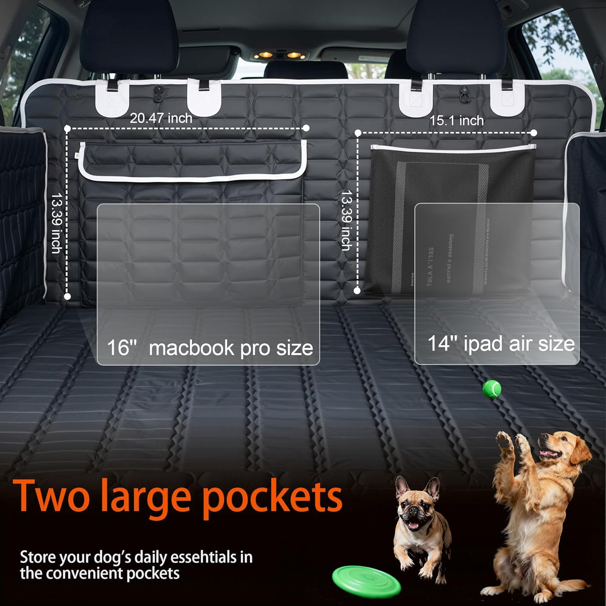 Reliadura SUV Cargo Liner for Dogs, Waterproof Dog Trunk Cover with Bumper Flap Protector, Pet Cargo Mat for SUVs Sedans Vans, Non-Slip Scratchproof Dog Seat Cover, Large Size Universal Fit