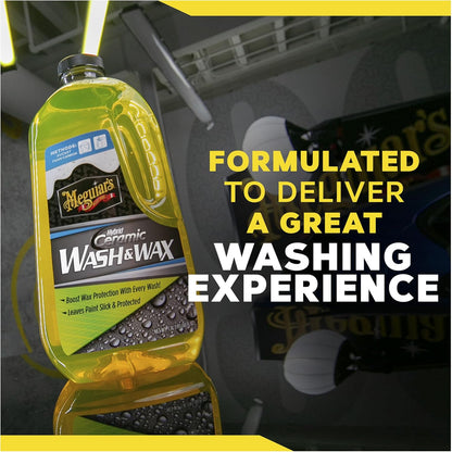 Meguiar's Hybrid Ceramic Wash & Wax - Sophisticated Car Wash Gently Cleans and Adds Shine and Slickness While Boosting Paint with Hybrid Ceramic Wax and Extreme Water Beading - 48oz