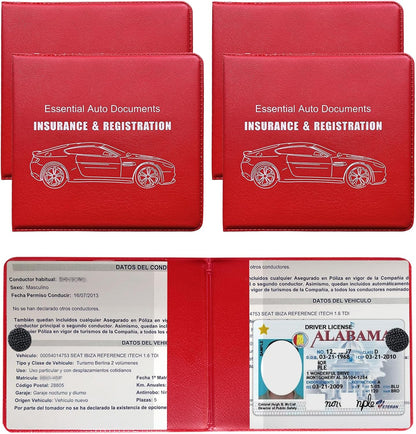 Yourkar 4PCS Car Registration Insurance Holder, Vehicle Glove Box Car Organizer with Magic Tape Closure, Driver License Keeper for Cars, Car Accessories (Big Car, Blue