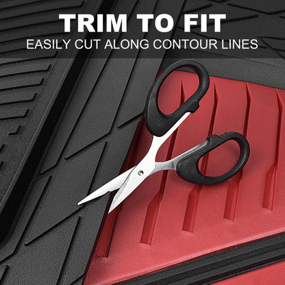 CAR PASS Heavy Duty Rubber Car Mats with Cargo Liner, Deep-Dish Car Floor Mats and Trunk Mat All Weather, Universal Trim-to-Fit for SUVs Trucks Sedans, Waterproof Anti-Slip, Trimmable V12 Black