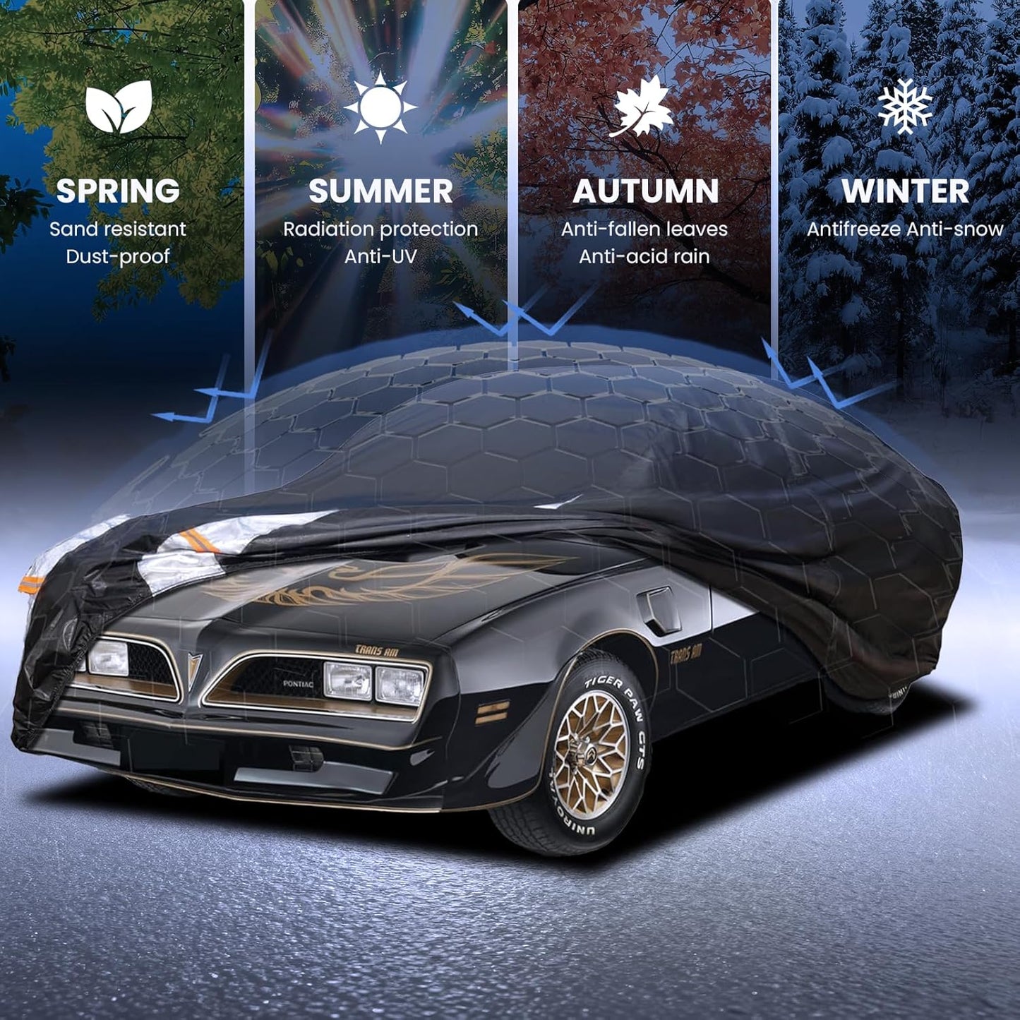 Large SUV Car Cover for Chevy Suburban 100% Waterproof All Weather, Heavy Duty Outdoor Full Exterior Covers Rain Sun Wind UV Protection. - Colors C