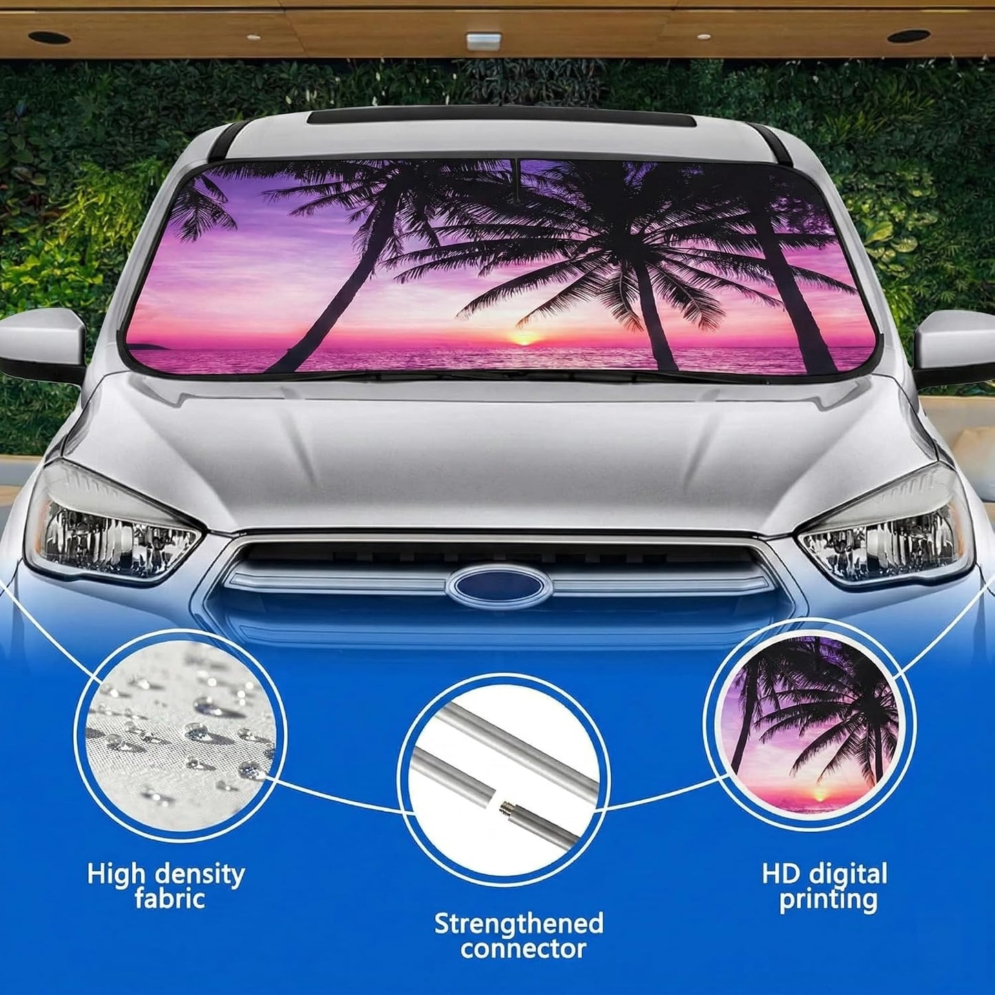 Car Windshield Sun Shade, Funny Cartoon Eyes Sun Visor for Car Windshield Universal Fits Sedan Compact Car Hatchback SUV, UV Heat Protection - 59 x 27.5