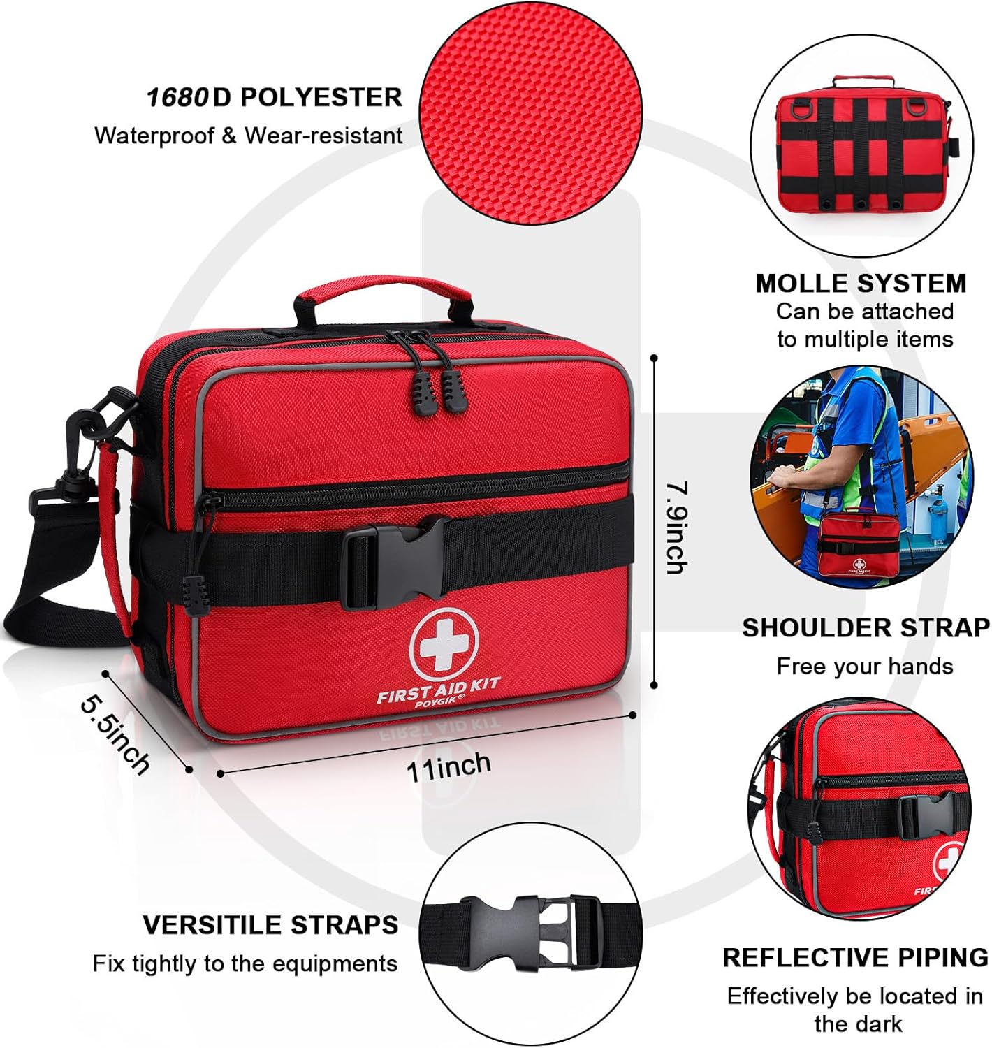 Poygik Premium 420 Piece Large First Aid Kit for Home, Car, Travel, Camping, Truck, Hiking, Sports, Office, Vehicle & Outdoor Emergencies - Emergency Medical Kits, Businesses & Home Medical Supplies