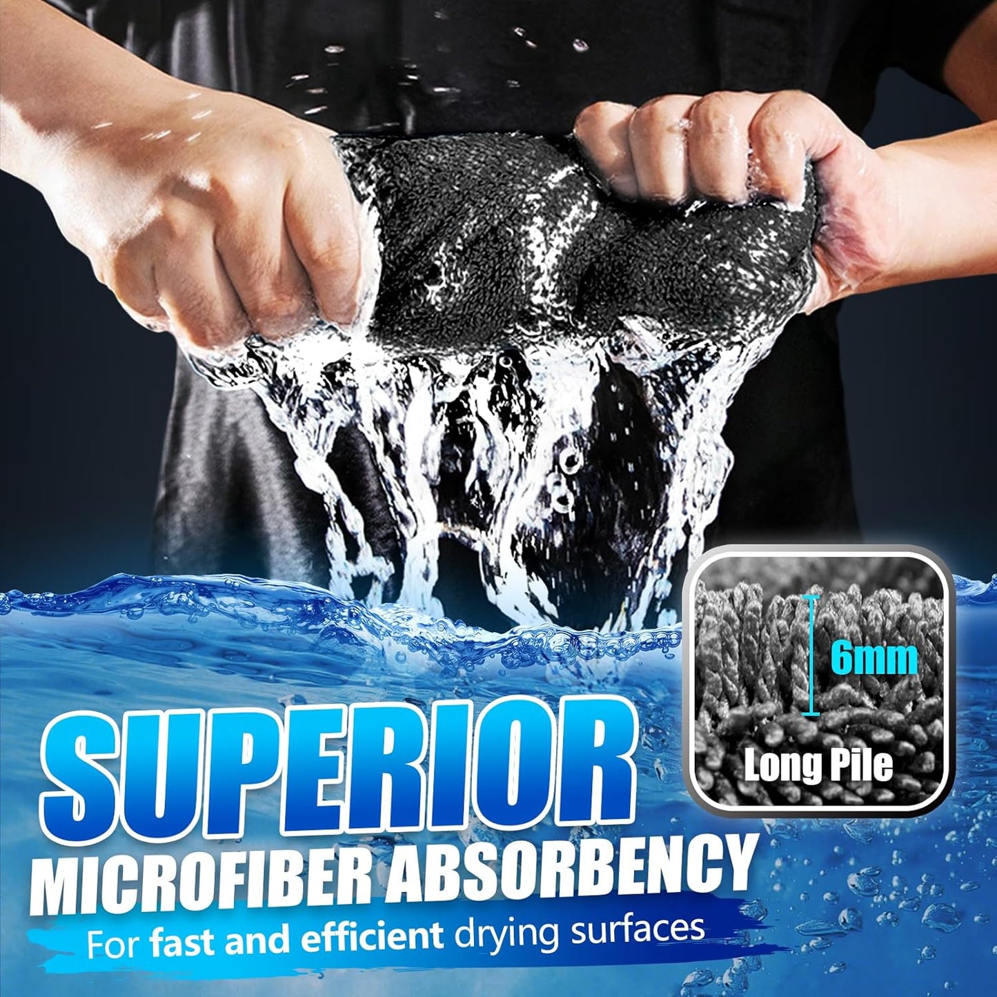 Airlab Microfiber Towels for Cars Wash Drying Thick Plush Cleaning Cloth Auto Detailing Super Absorbent for Interior & Exterior Lint Free, Streak Free, 16" X 16", 800 GSM, Pack of 4