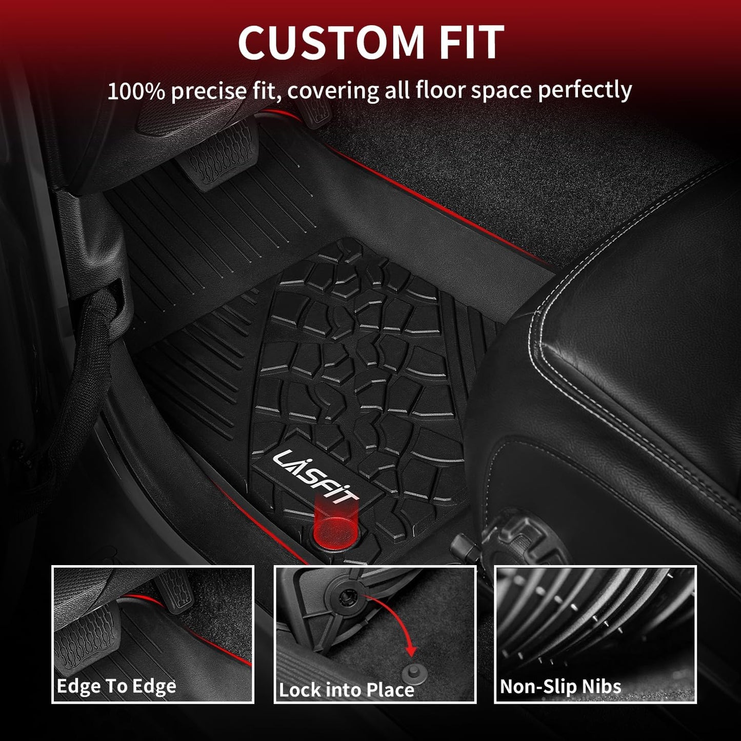 LASFIT Floor Mats for Jeep Grand Cherokee WL 2022-2025 2026 5-Seat (Include 4xe, NOT for L), All Weather TPE Custom Fit Car Mats Floor Liners Cargo Liner Cargo Mat Trunk Mat Black