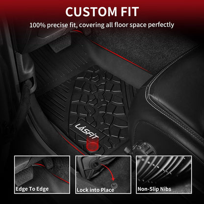 LASFIT Floor Mats for Jeep Grand Cherokee WL 2022-2025 2026 5-Seat (Include 4xe, NOT for L), All Weather TPE Custom Fit Car Mats Floor Liners Cargo Liner Cargo Mat Trunk Mat Black