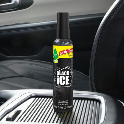 LITTLE TREES Car Air Freshener | Spray Provides a Long-Lasting Scent for Auto or Home | On-the-go Freshness | Black Ice, 6 Air Fresheners