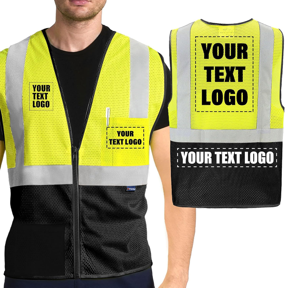 AYKRM 2 Pocket Mesh High Visibility Reflective Safety Vest for men & Women ANSI/ISEA 107 Standards