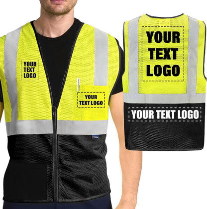 AYKRM 2 Pocket Mesh High Visibility Reflective Safety Vest for men & Women ANSI/ISEA 107 Standards