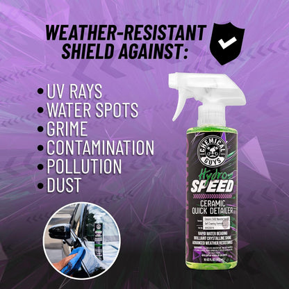 Chemical Guys HydroSpeed Ceramic Quick Detailer Spray - SiO2 Shine Car Detailer Spray for Cars, Trucks, SUVs, Motorcycles and RVs, Boosts Gloss, Hydrophobic Protection and Slickness, 128 oz