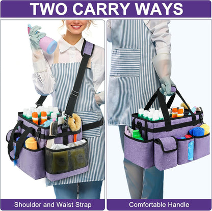 Cleaning Caddy,Cleaning Bag for Housekeepers,Cleaning Supplies Organizer with Handle,Black