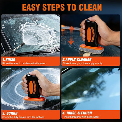 Glass Emulsion Cleaner & Glass Oil Film Remover for Cars – Roll-On Glass Guard with Brush, Removes Oil, Grease & Fog, Anti-Fog Windshield Cleaner for Clear Driving Visibility (Orange)