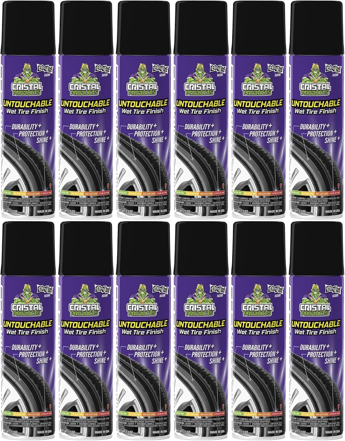 Cristal Products Untouchable Tire Shine Spray – Long-Lasting Wet Tire Finish for Deep Gloss & Protection – Waterproof Tire Shine, Easy Application, Premium Tire Cleaner Shine