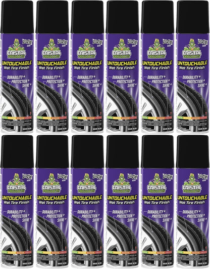 Cristal Products Untouchable Tire Shine Spray – Long-Lasting Wet Tire Finish for Deep Gloss & Protection – Waterproof Tire Shine, Easy Application, Premium Tire Cleaner Shine