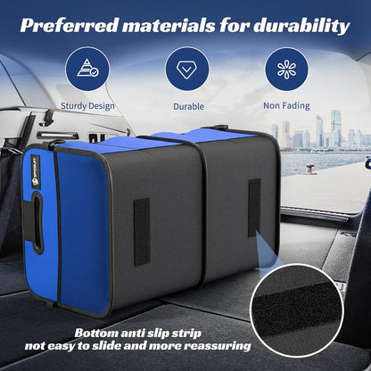 Sposuit Trunk Organizer for Car - 70L Collapsible Car Storage with 11 Pockets & Reinforced Handles, SUV Trunk Organizers for Grocery Cargo(Black)