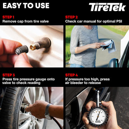 Tire Pressure Gauge for Cars (ANSI Certified) – Fathers Day Gift for Dad & Husband – Premium Glow in The Dark Air Pressure Gauge for Tires – Analog Automobile Circular Dial