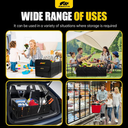 MIKKUPPA Car Trunk Organizer - 70L Collapsible Trunk Organizer for Groceries, Car Storage Organizers for SUV Auto Truck Van with Non Slip Bottom (Black)