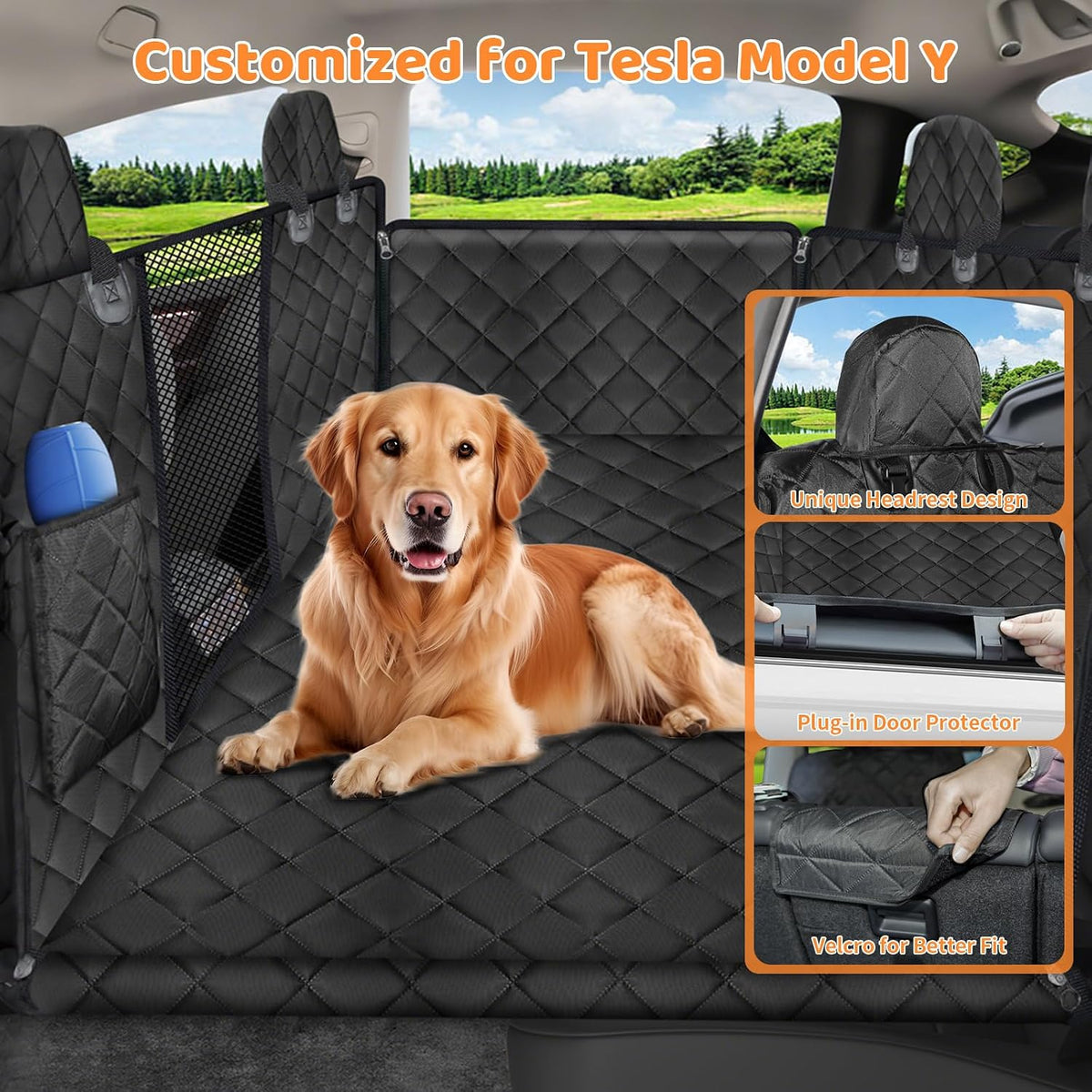 URPOWER 2026 Upgraded Back Seat Extender for Dogs - Large Hard Bottom Dog Car Seat Cover Holds 550lbs, Waterproof Dog Hammock Pet Bed with High-Density Foam Non-Slip Backseat Protector