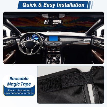 Car Windshield Sun Shade, Foldable Front Window Sunshade Blocks UV Rays, Keep Car Interior Cool, Universal Fit for Hatchback, Truck, SUV, MPV
