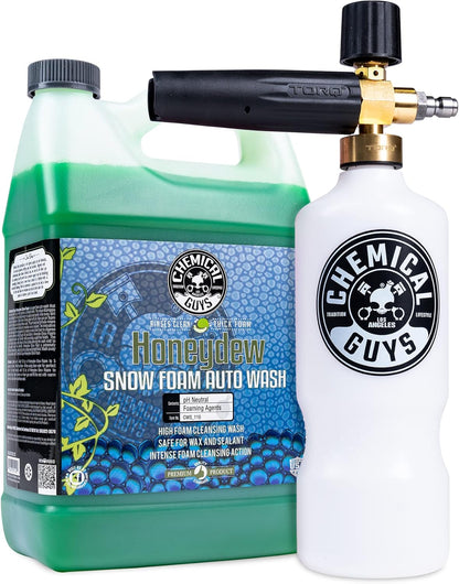 Chemical Guys TORQ Professional Max Foam 8 Cannon and Honeydew Snow Foam Soap Kit - High Foaming Car Wash Cannon with 1 Gallon Concentrated Soap - Safe for Cars, Trucks, SUVs, RVs and More, 128 fl oz
