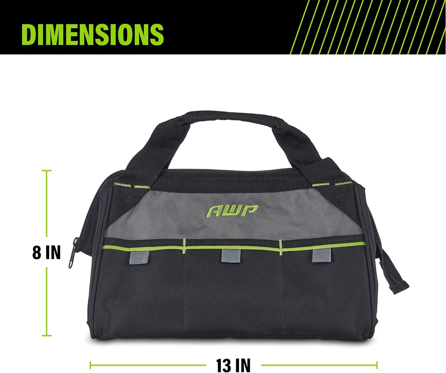 AWP Tool Bags, Premium Tool Bag, Black, Durable Tool Tote, for Professionals and Contractors