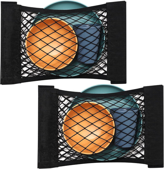 TOBWOLF Universal Mesh Cargo Net With Tape Stickers, 25x40cm / 9.8x15.7in, Elastic Car Storage Net, RV Netting Pocket, Wall Sticker Add-on Pouch Bag for Car Trunk