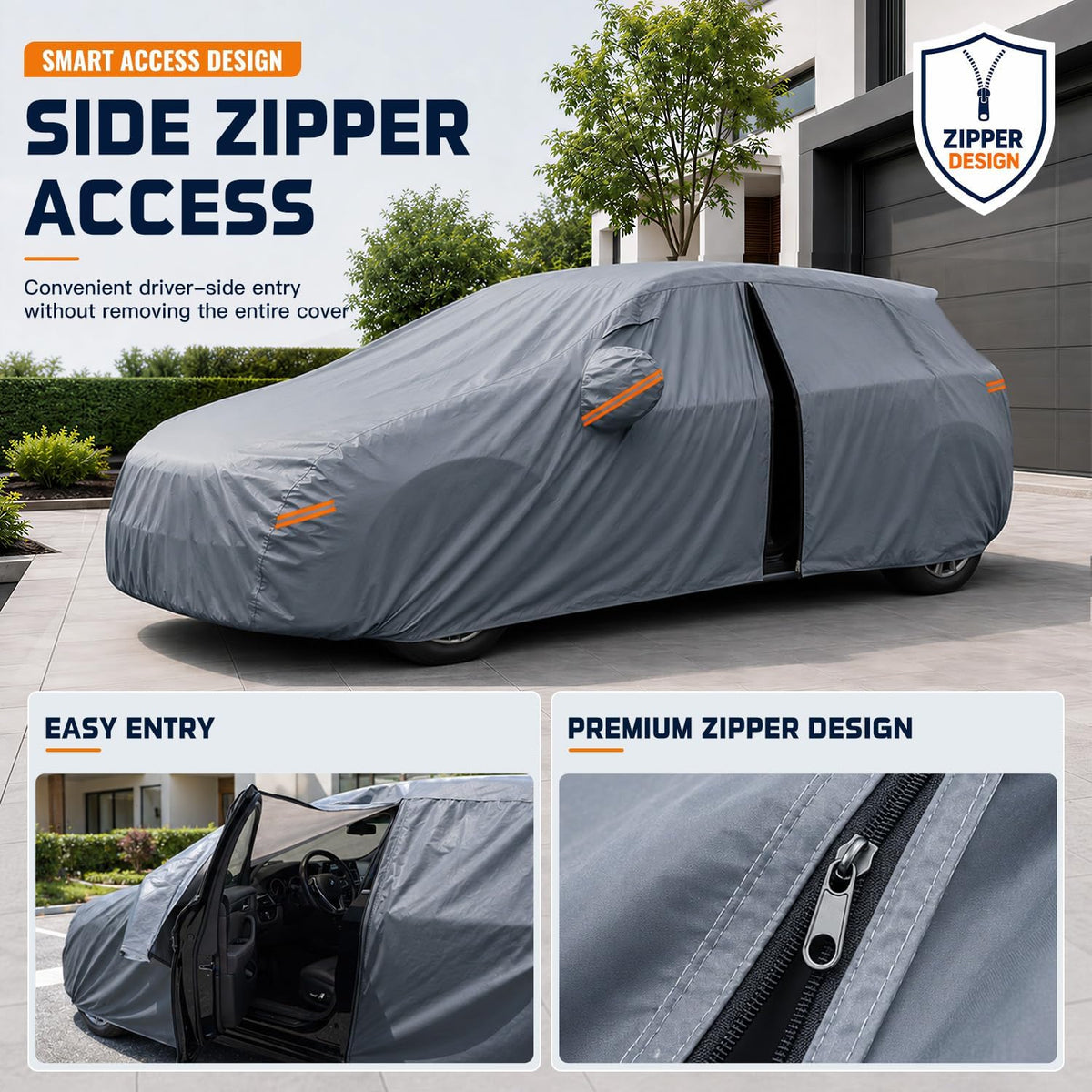 SUV Cover Waterproof All-Weather,Outdoor Full Exterior Automobiles SUV(Length 182-190 inch) with Windshield Sun Shade Universal Fit Toyota RAV4,CRV,Model Y,Q5,Size S2 (See SizeChart)