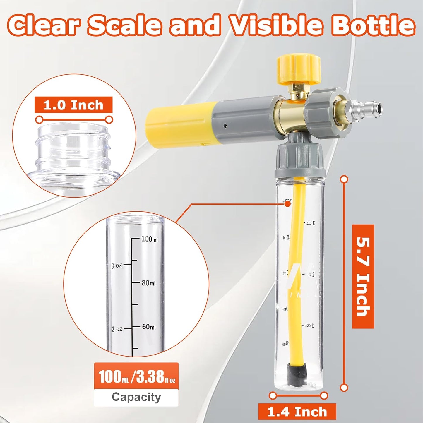M MINGLE High Pressure Washer Gun with Foam Cannon, Foam Cannon Dual Connector Accessory, Car Wash Foam Gun Kit 1/4 Inch Quick Connector, 5 Pressure Washer Nozzle Tips