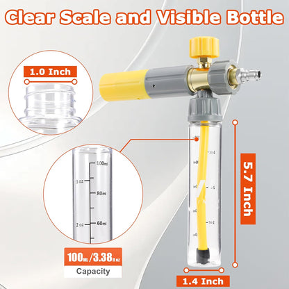M MINGLE High Pressure Washer Gun with Foam Cannon, Foam Cannon Dual Connector Accessory, Car Wash Foam Gun Kit 1/4 Inch Quick Connector, 5 Pressure Washer Nozzle Tips
