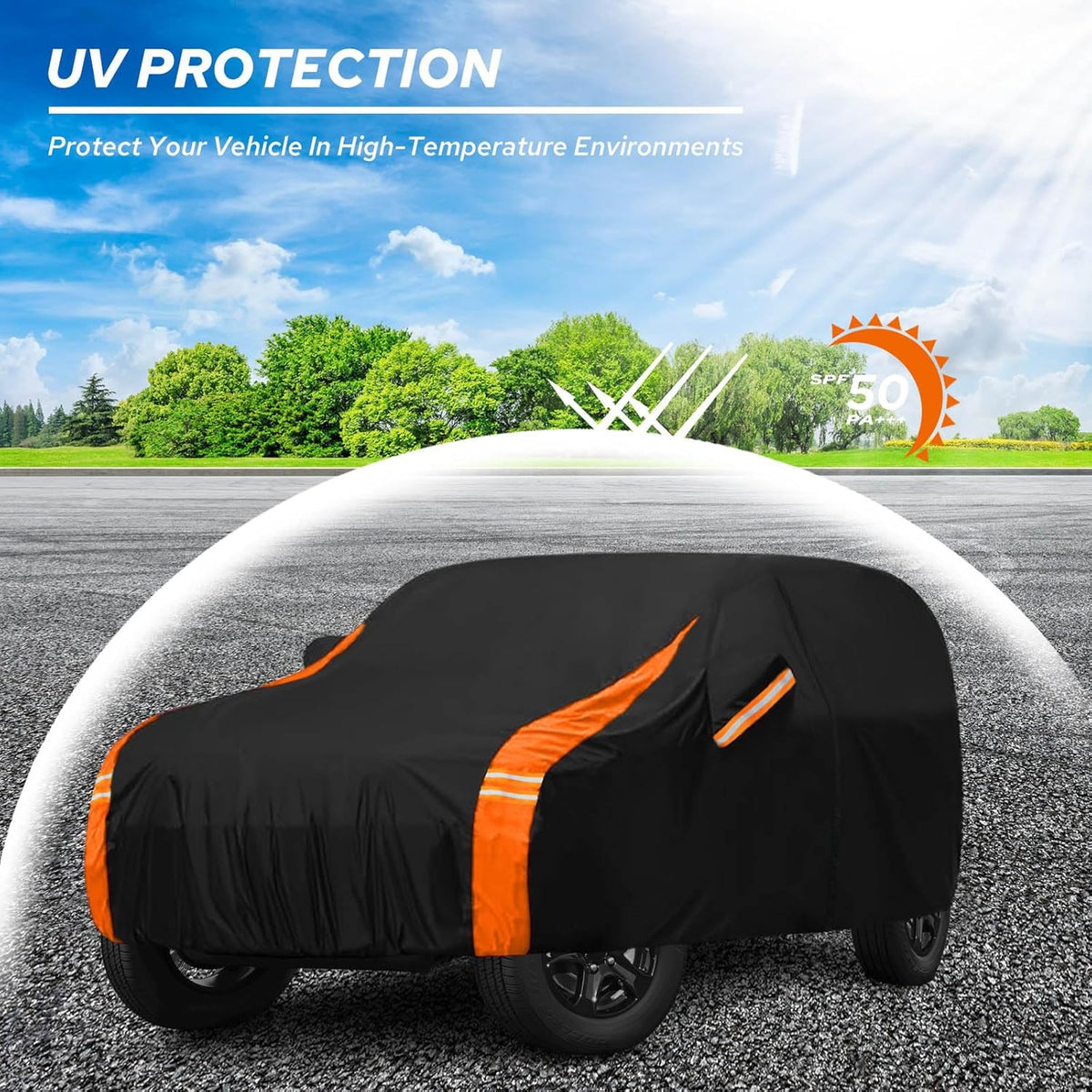10-Layer Car Cover Waterproof All Weather for Automobiles, Soft Cotton Lining Outdoor Full Covers with Door Zipper, Universal Fit for Sedan 196"-208" L, Size A6 (See Size Chart)