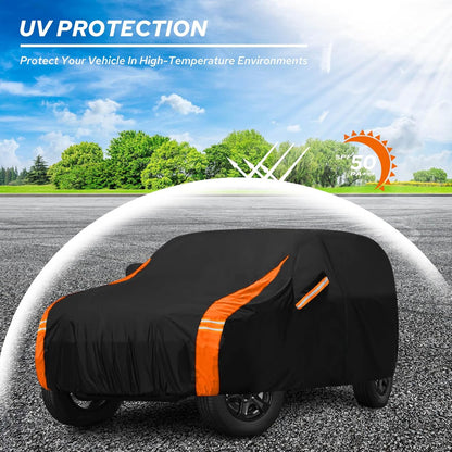 10-Layer Car Cover Waterproof All Weather for Automobiles, Soft Cotton Lining Outdoor Full Covers with Door Zipper, Universal Fit for Sedan 196"-208" L, Size A6 (See Size Chart)