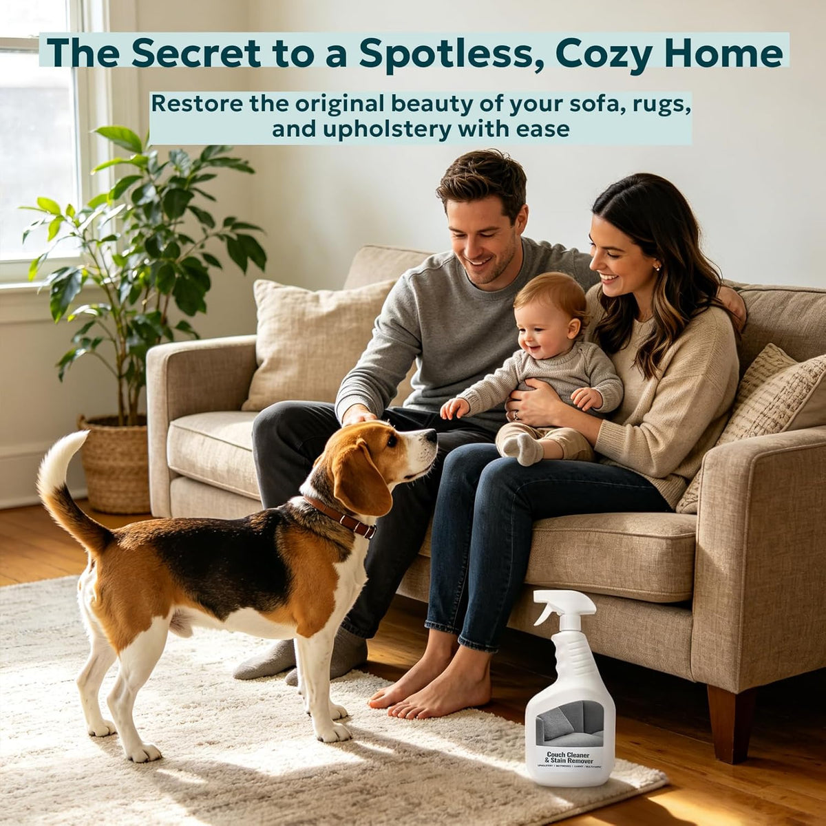 Upholstery Cleaner for Couch Furniture: Strength Multi-Surface Stain Remover Spray for Carpet Spot - Pet-Safe Non-Toxic Quick-Drying for Fabric Sofas Rug Furniture Couches & Car Interiors