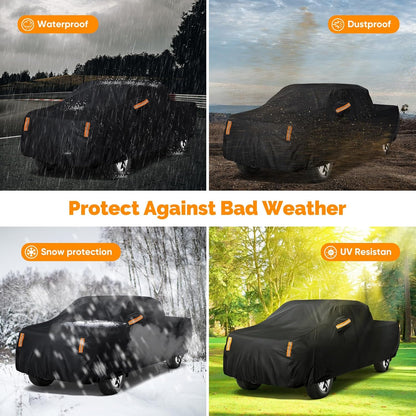 NEVERLAND Sedan Car Cover Waterproof Heavy Duty All Weather Protection Snow Anti-UV Windproof Outdoor Full Car Cover Fit for Automobiles BMW/Mercedes-Benz/Honda（for Car Size:183''L x 70''W x 59''H）