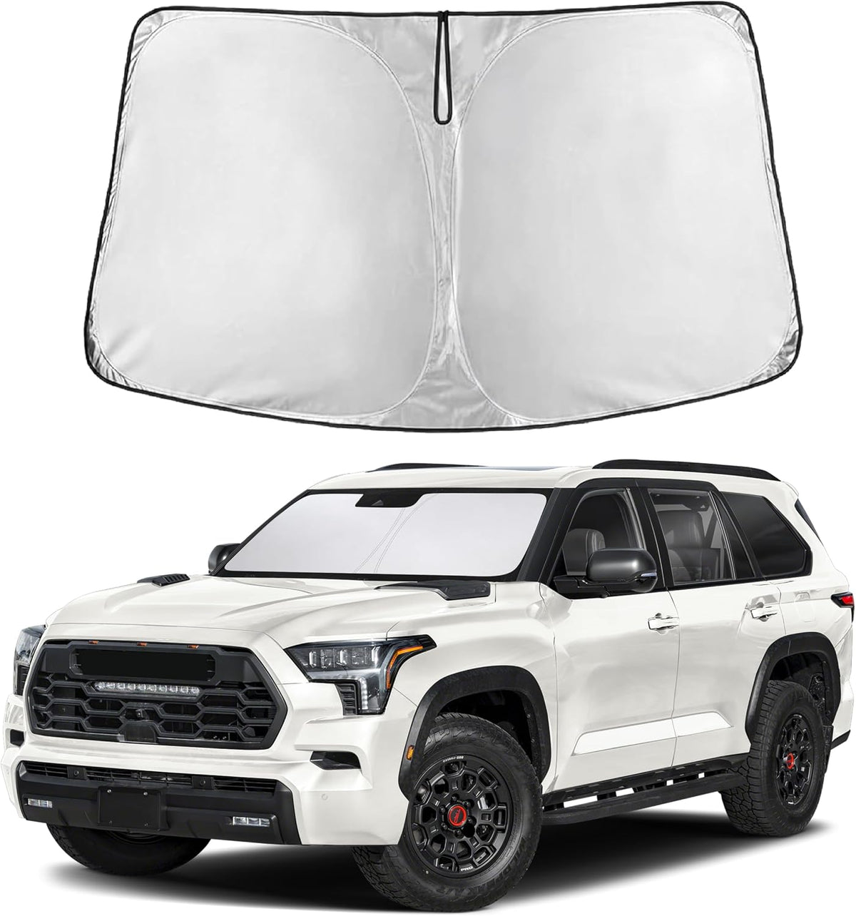 EcoNour Car Windshield Sun Shade | 2025 Upgraded Innovative No-Light-Pass Technology for Maximum Coverage | Foldable Sun Shade Keeps Your Vehicle Cool | Must-Have Car Accessories | Small (59" x 29") - Colors I