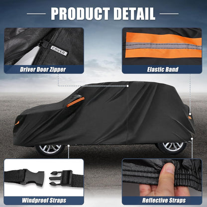 X AUTOHAUX Car Cover for Honda Civic Sedan/Coupe 210D-PU Outdoor Full Car Cover All Weather with Door Zipper for Waterproof Windproof Sun Rain Snow Protection