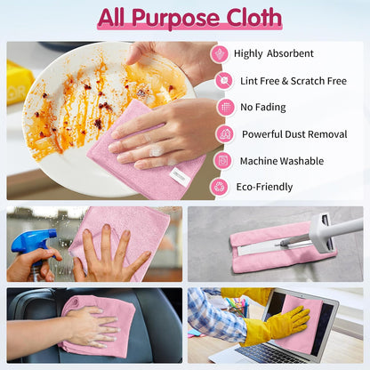 FIXSMITH Microfiber Cleaning Cloth - Pack of 50, Microfiber Towels for Cars 16 x 12 in, Highly Absorbent Cleaning Rags, Lint-Free, Streak-Free Cleaning Cloths for Car Kitchen Home Office