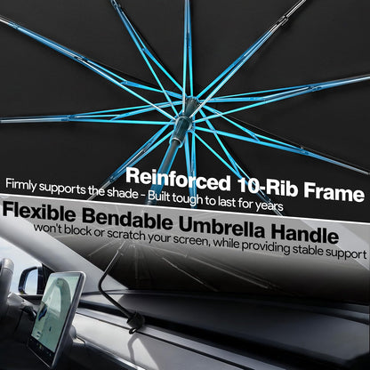 Umbrella Sunshade for Car Windshield - Windshield Sun Shade 2026 Upgraded Foldable 57"x32" - Sunshade for Car Front Window - Protect Interior & Keep Cooler Universal for Car SUV
