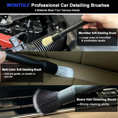 Wontolf 17pc Car Wash Kit, Car Cleaning Kit with Car Wash Brush Long Handle, Car Wash Soap, Interior Cleaner, Wheel Cleaner, Window Squeegee, Car Interior Detailing Kit for Cars Trucks RVs SUVs