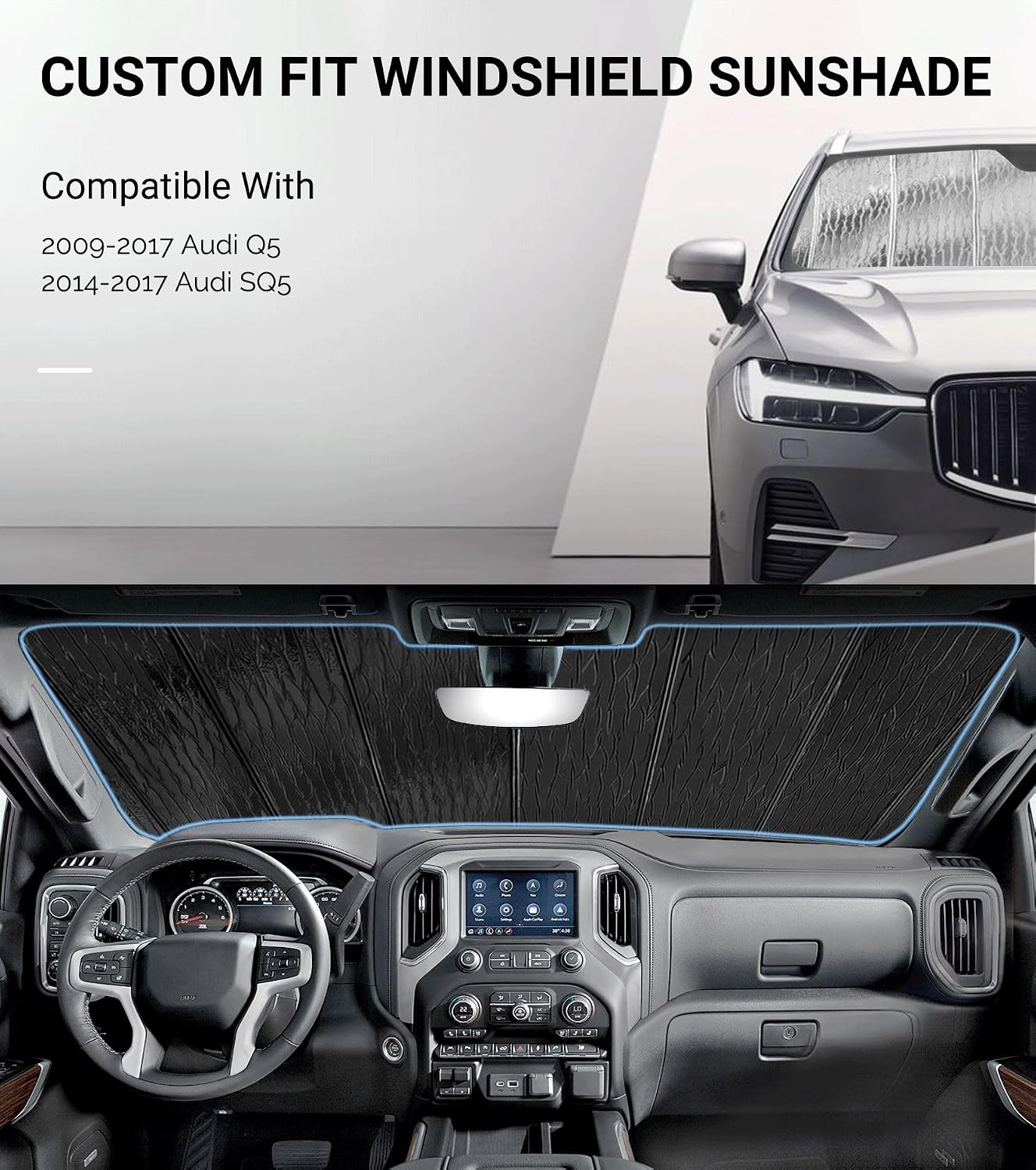 Pigenius Windshield Sunshade for Audi Q5/SQ5 2018-2025, Q5 Sportback/SQ5 Sportback 2021-2025, Q5 PHEV 2020-2025 - AstraGuard