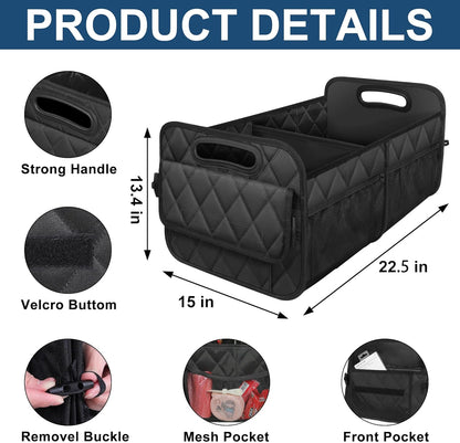 Deosk Car Trunk Organizer for SUV, Car Organizers and Storage with Reinforced Handles, Car Accessories for Women/Men 50LWaterproof Polyester Trunk Organizer, Black